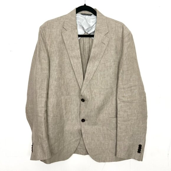 Ted Baker London 100% Linen Beige Sport Coat Jacket 44R 44 R - Pink mark - Picture 1 of 9